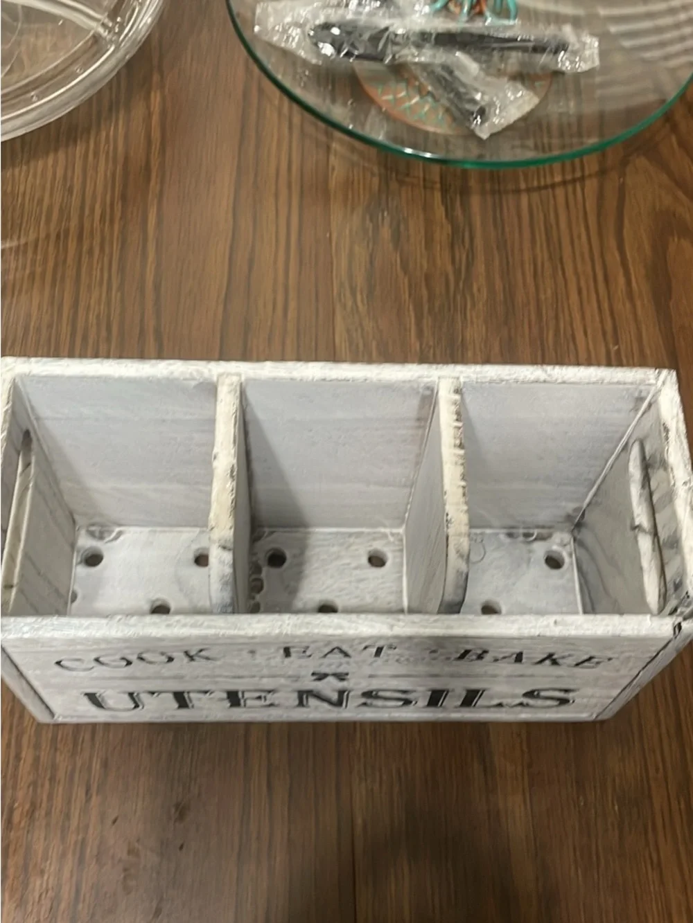 Rustic White Utensils Caddy Organizer - Kitchen Storage